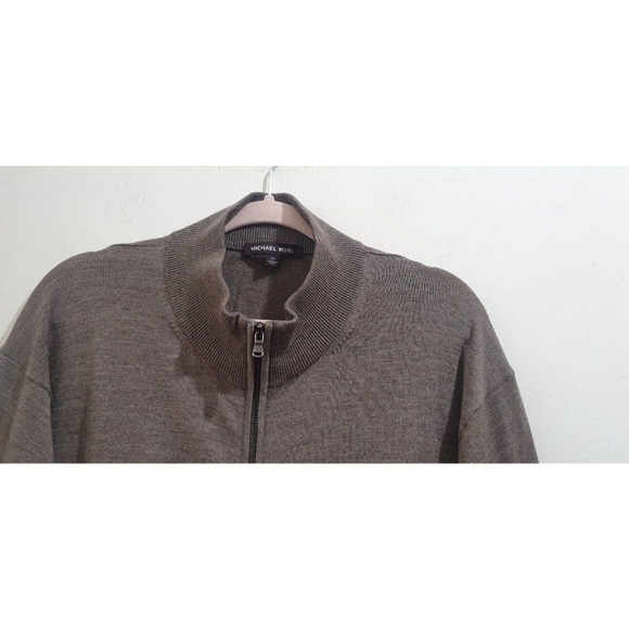 Michael Kors Mens 100% Merino Wool Baseball Jacket Brown Size 2XL - Picture 4 of 11